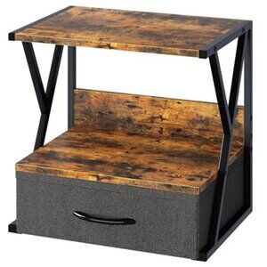 Desktop Printer Stand Two Tier Shelf With Drawer Desk Organizer Office Storage (